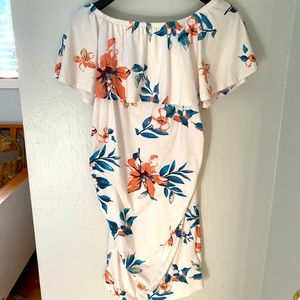 Midi off the shoulder dress - floral